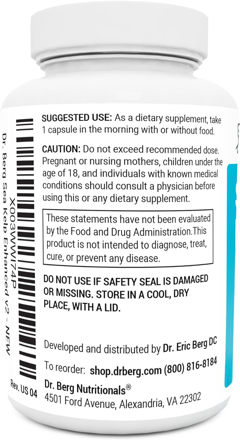 Dr. Berg Sea Kelp Enhanced - Thyroid Support Natural Antioxidants & Iodine Supplement W/Organic Sea Kelp & Blue-Green Algae - Immune System & Metabolism Support - Now Without Red Algae - 90 Capsules