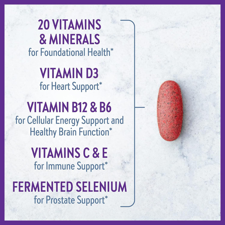New Chapter Men'S Multivitamin 50 Plus For Brain, Heart, Digestive, Prostate & Immune Support With 20+ Nutrients + Astaxanthin - Every Man'S One Daily 55+, Gentle On The Stomach - 72 Ct