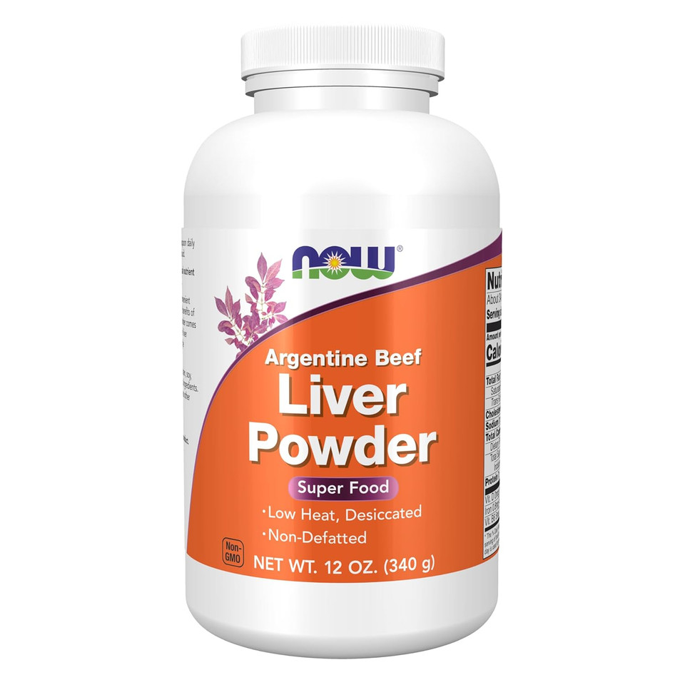 Now Supplements, Liver Powder Derived From Fresh, Hormone-Free Argentine Beef Liver, 12-Ounce