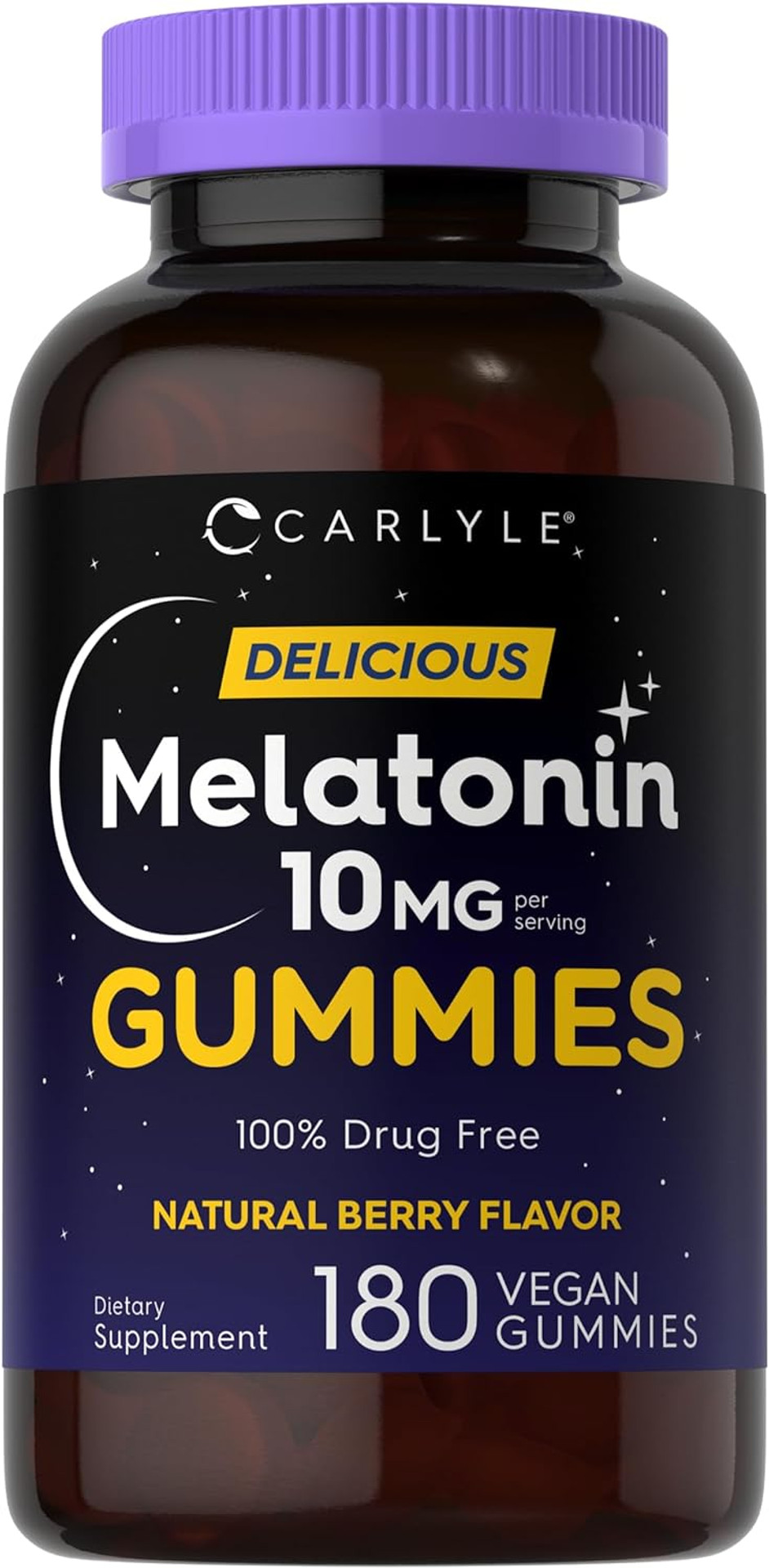 Carlyle Melatonin Gummies 10Mg | 180 Count | Adult Drug Free Aid | Berry Flavor | Vegan, Non-Gmo, Gluten Free