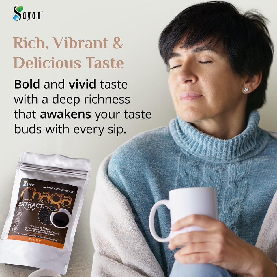 Sayan Siberian Wild Fresh Chaga Mushroom Extract Powder 2Oz / 56G Organic Antioxidant Tea Energy Booster, Immune System Support, Promote Digestion, Focus Clarity Supplement. Use For Instant Coffee Mix (Packaging May Vary) Sayan Siberian Wild Fresh Chaga Mushroom Extract Powder 2Oz / 56G Organic Antioxidant Tea Energy Booster, Immune System Support, Promote Digestion, Focus Clarity Supplement. Use For Instant Coffee Mix (Packaging May Vary)