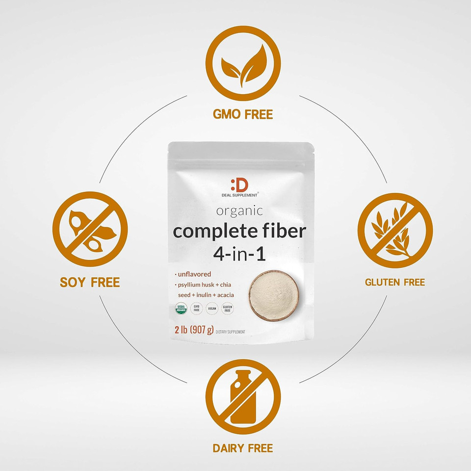 Deal Supplement Organic Fiber Powder Supplement, 2Lbs  With Psyllium Husk, Chia Seed, Inulin, & Acacia  Daily Fiber For Adults  Rich In Prebiotics For Gut & Digestive Health  Unflavored, Non-Gmo Deal Supplement Organic Fiber Powder Supplement, 2Lbs  With Psyllium Husk, Chia Seed, Inulin, & Acacia  Daily Fiber For Adults  Rich In Prebiotics For Gut & Digestive Health  Unflavored, Non-Gmo