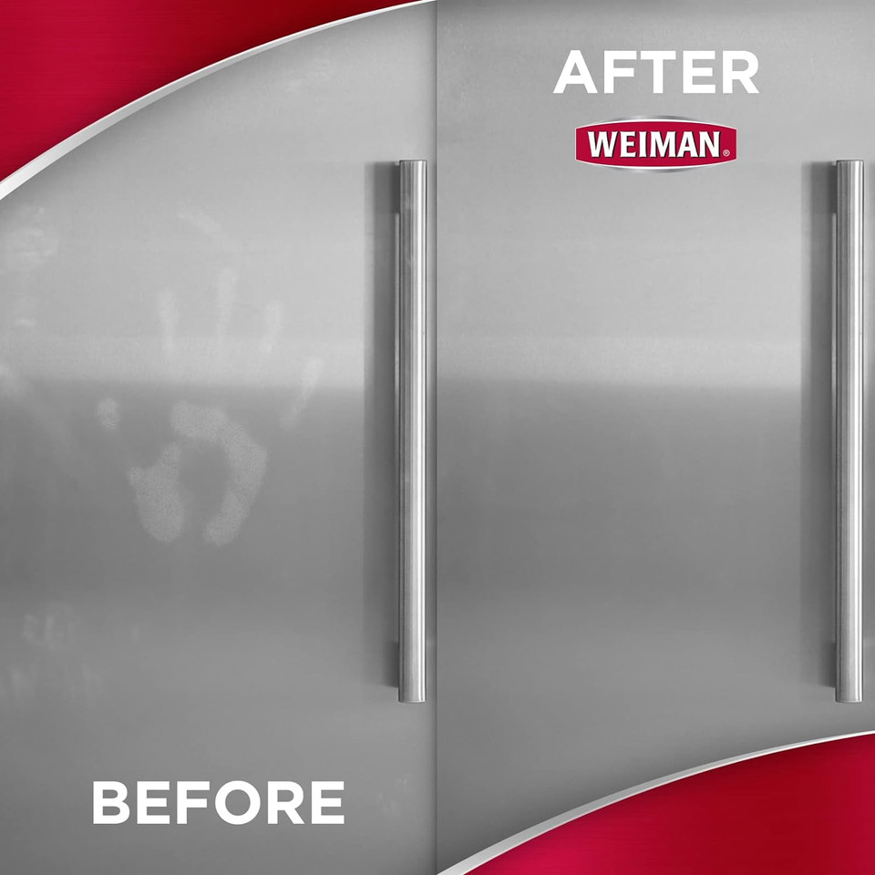 Weiman Stainless Steel Cleaner And Polish - 2 Pack - Removes Fingerprints, Residue, Water Marks And Grease From Appliances W/Buffing Towel