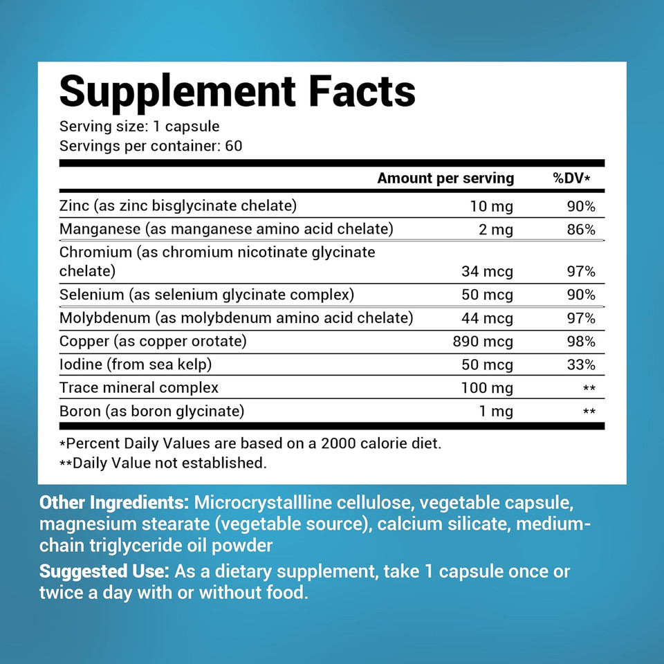 Dr. Berg Trace Minerals Enhanced Complex - Complete With 70+ Nutrient-Dense Health Minerals - Made W/Natural Ingredients - Dietary Supplements - 60 Capsules