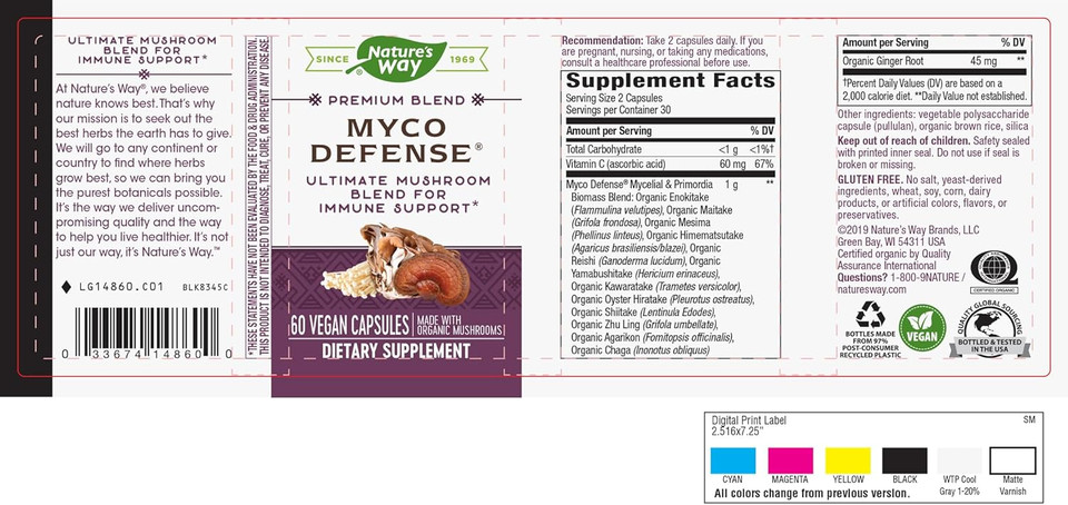 Nature'S Way Myco Defense Premium Blend Mushroom Blend For Immune Support* Vegan 60 Capsules