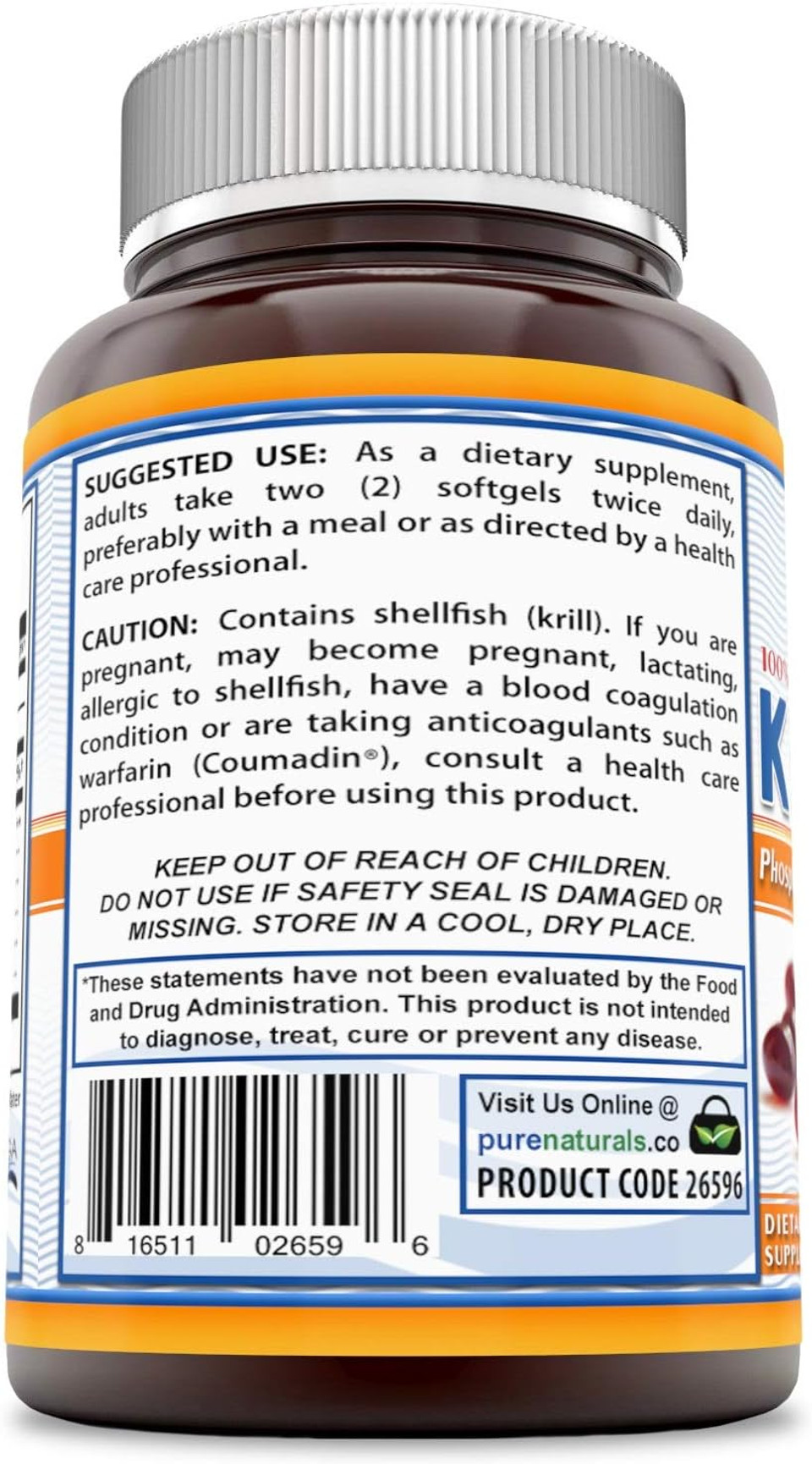 Pure Naturals Krill Oil 1000 mg Per Serving Softgels (Non-GMO, Gluten-Free) - Superior Bio-Availability* Antioxidant Properties Helps Prevent Free Radical Damage* (60 Count)