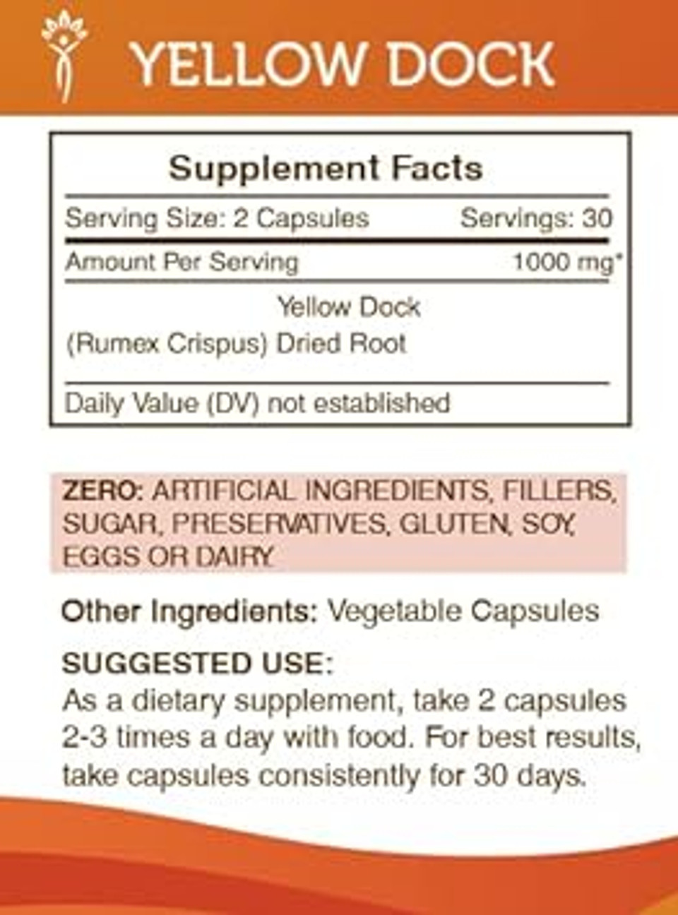 Secrets Of The Tribe Yellow Dock 60 Capsules, 1000 Mg, Yellow Dock (Rumex Crispus) Dried Root (60 Capsules)