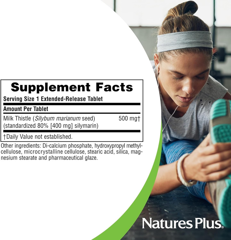 Naturesplus Herbal Actives Milk Thistle, Extended Release - 500Mg, 80% Silymarin, 30 Vegetarian Tablets - Gluten-Free - 30 Servings