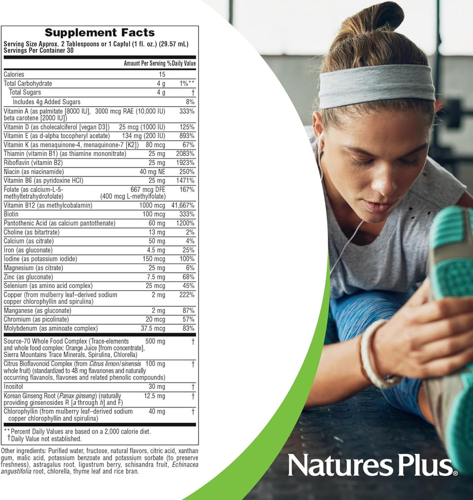 Naturesplus Source Of Life Liquid, Tropical Fruit - 30 Fl Oz - Multivitamin & Mineral Supplement - Gluten Free, Vegetarian - 30 Servings