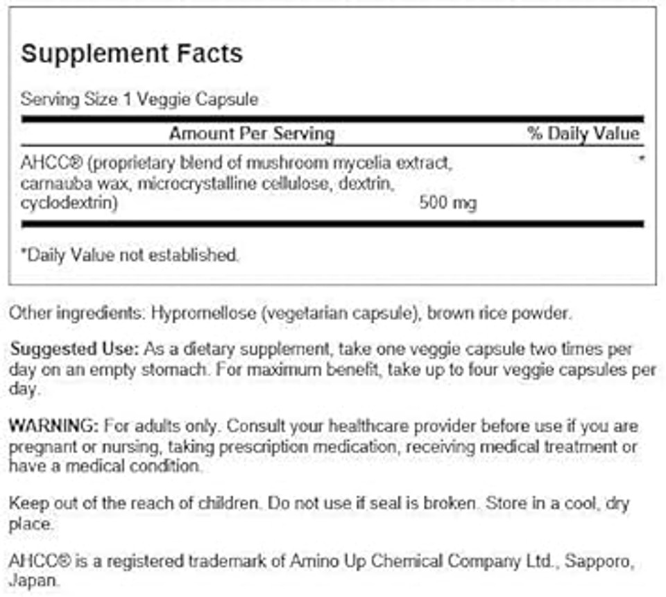 Swanson Maximum Strength Ahcc - Promoting Advanced Immune Support - Natural Supplement Aiding Nk Cells & Liver Support - (60 Veggie Capsules, 500Mg Each) (4 Pack)