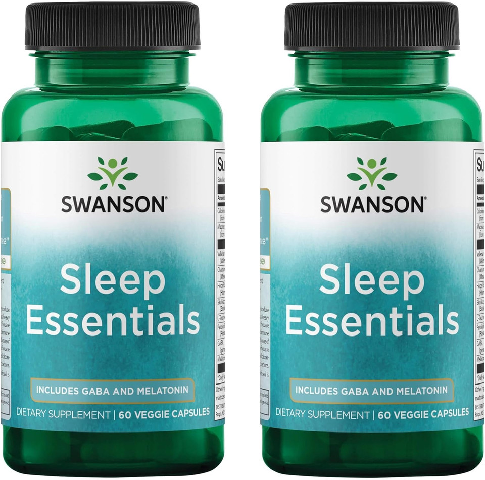Swanson Sleep Essentials Includes Gaba And Melatonin - 60 Veg Capsules (2 Pack)
