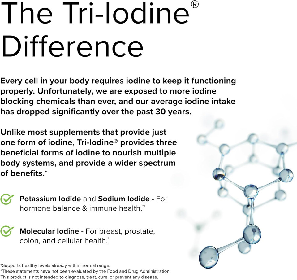Terry Naturally Tri-Iodine 3 Mg - 90 Capsules - Supports Strong Cellular Defense & Hormone Balance - Non-Gmo, Vegan, Kosher, Gluten Free - 90 Servings