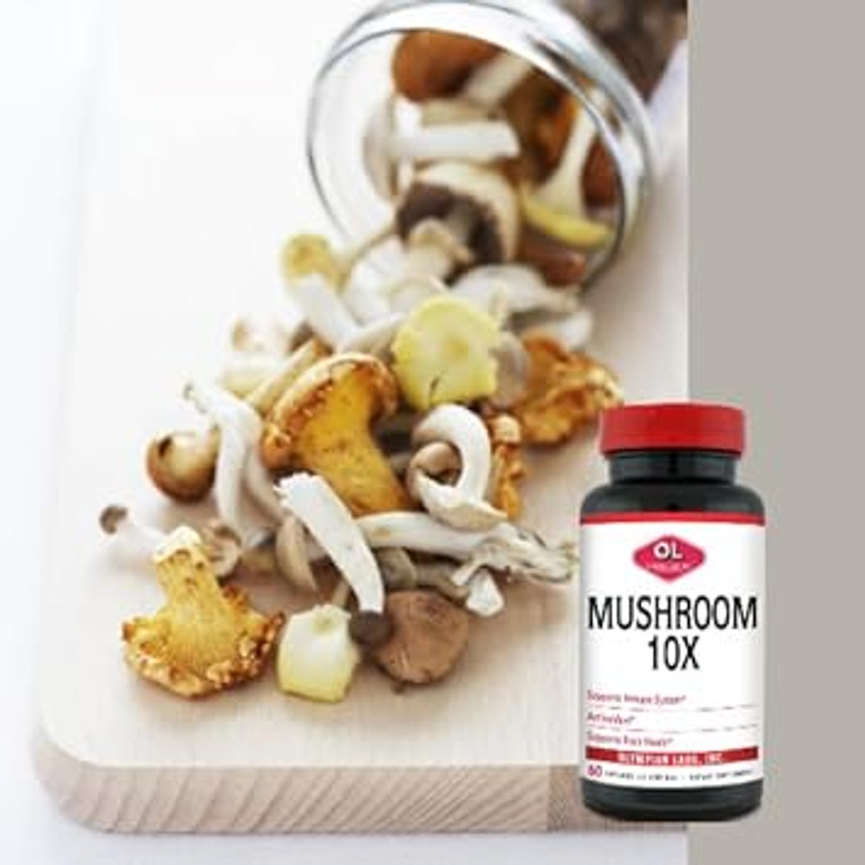 Olympian Labs 10X Mushroom Supplement Capsules - Supports Immune System, Antioxidant, Brain Health - 60 Capsules (30 Servings)