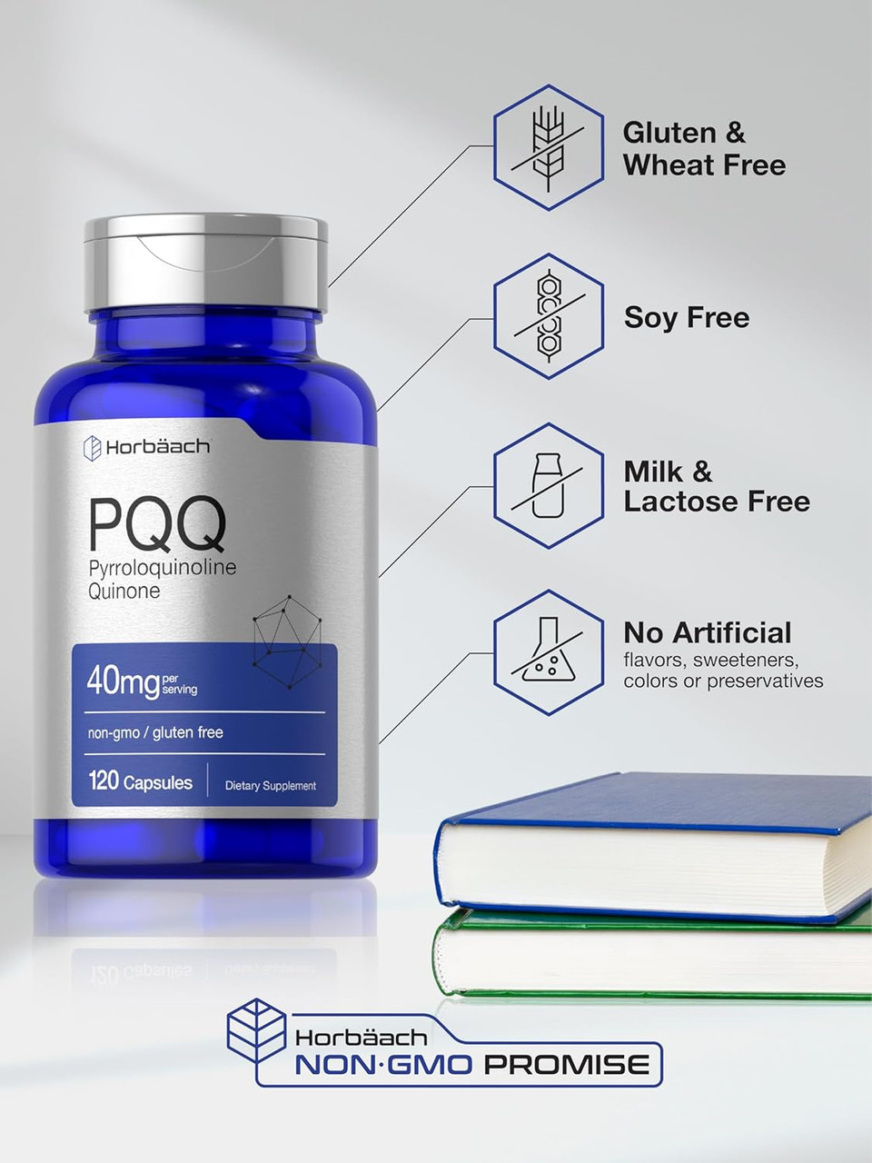 Horbã£Â¤Ach Pqq Supplement 40 Mg | 120 Capsules | Maximum Strength | Non-Gmo And Gluten Free Supplement | Pyrroloquinoline Quinone Disodium Salt