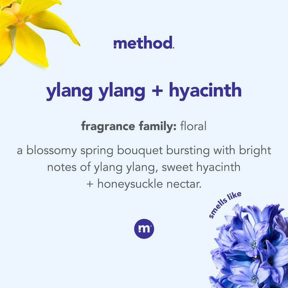 Method Premium Foaming Hand Wash, Ylang Ylang + Hyacinth, Reusable Gold Aluminum Bottle, Biodegradable Formula, 10 Fl Oz (Pack Of 3)