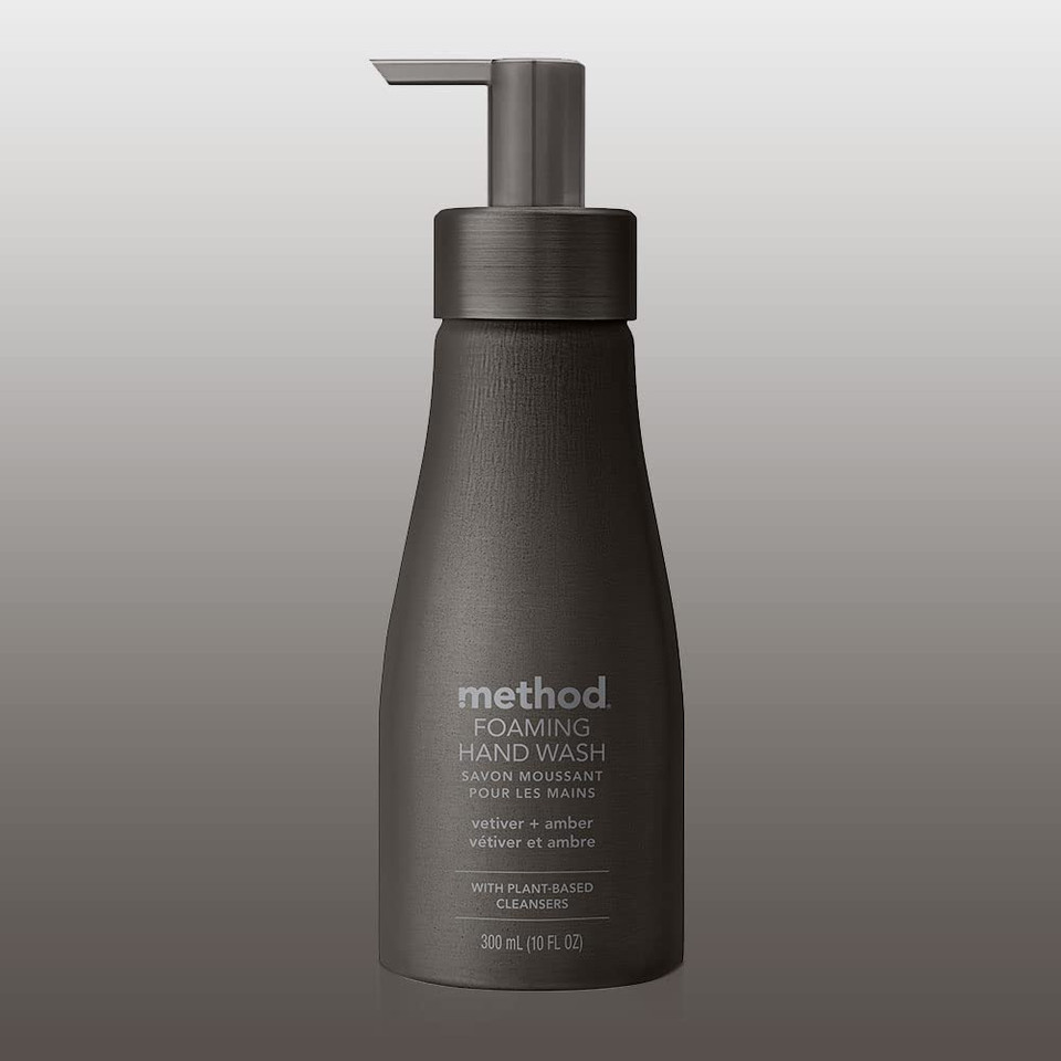 Method Premium Foaming Hand Wash, Vetiver + Amber, Reusable Black Aluminum Bottle, Biodegradable Formula, 10 Fl Oz (Pack Of 3) Method Premium Foaming Hand Wash, Vetiver + Amber, Reusable Black Aluminum Bottle, Biodegradable Formula, 10 Fl Oz (Pack Of 3)