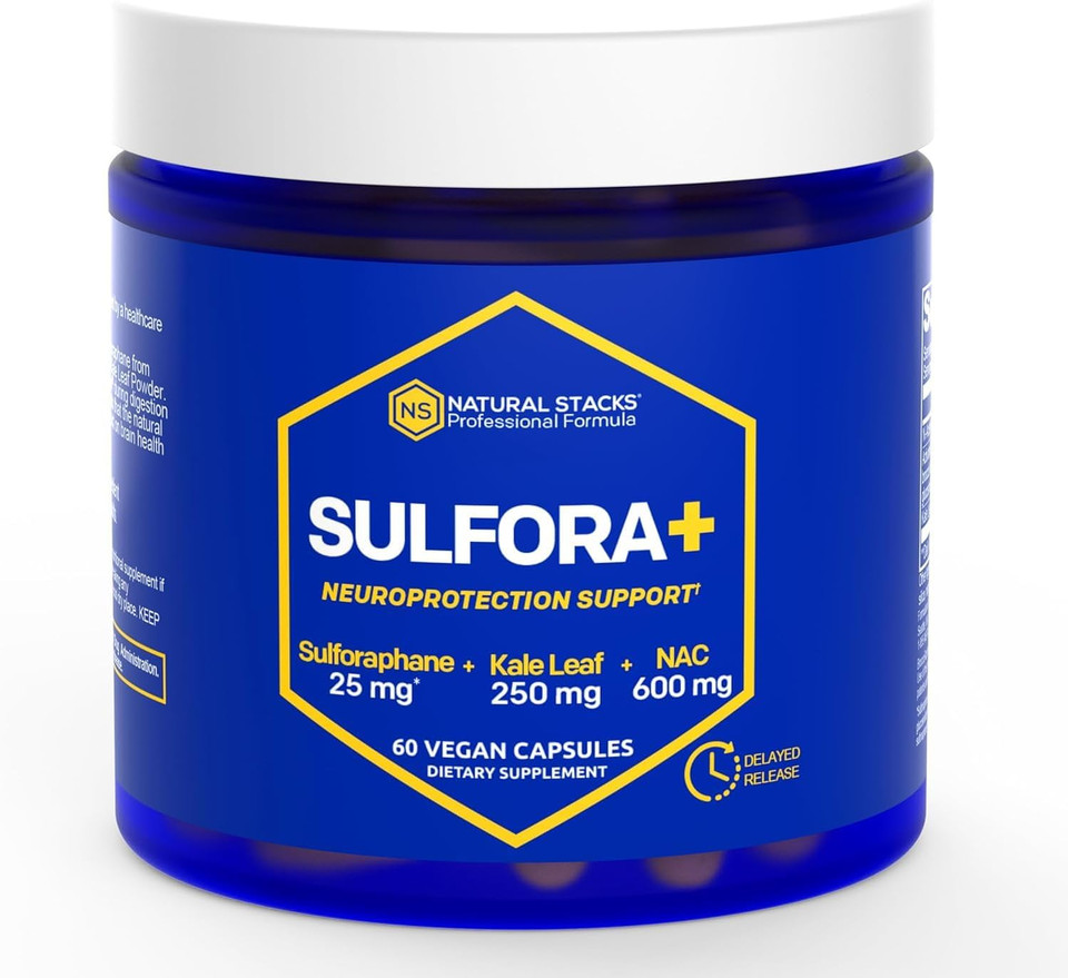 Natural Stacks Sulforaphane Supplement 25Mg - Organic Broccoli Sprouts Supplement - Superfood Kale Leaf Powder With N-Acetyl-L-Cysteine (Nac) - Brain Health Supplements, 120 Vegan Capsules
