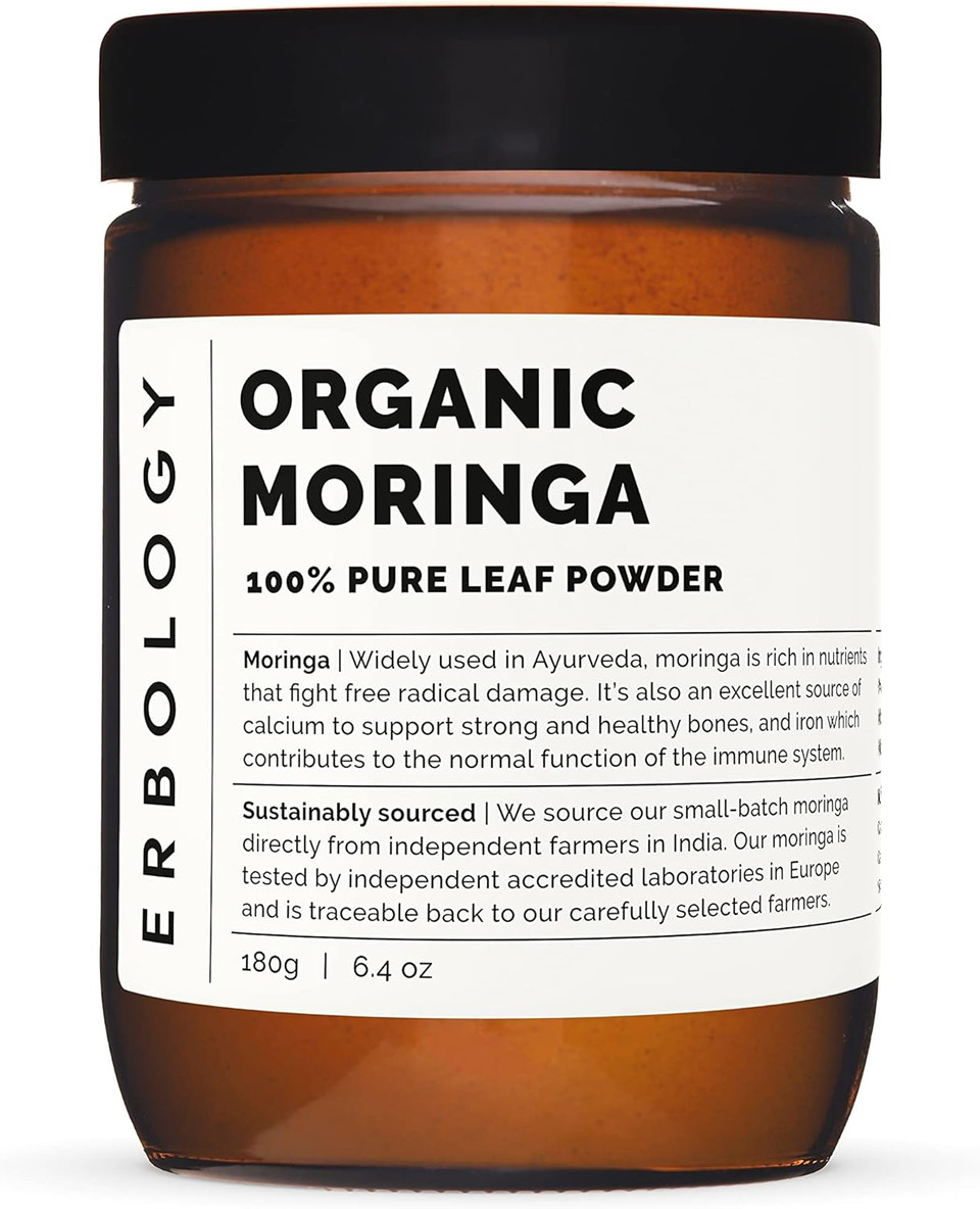 Erbology Organic Moringa Leaf Powder 3.2 Oz - 45 Servings - Body Cleansing - Immunity Support - Rich In Iron - Sustainably Sourced Straight From Farm In India - Small Batch - Vegan - Gmo-Free