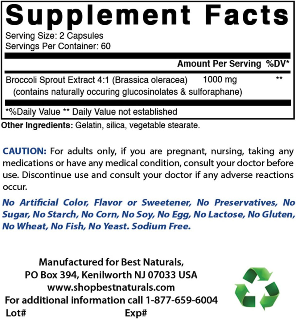Best Naturals Broccoli Sprouts Extract, 1000 Mg, 120 Count