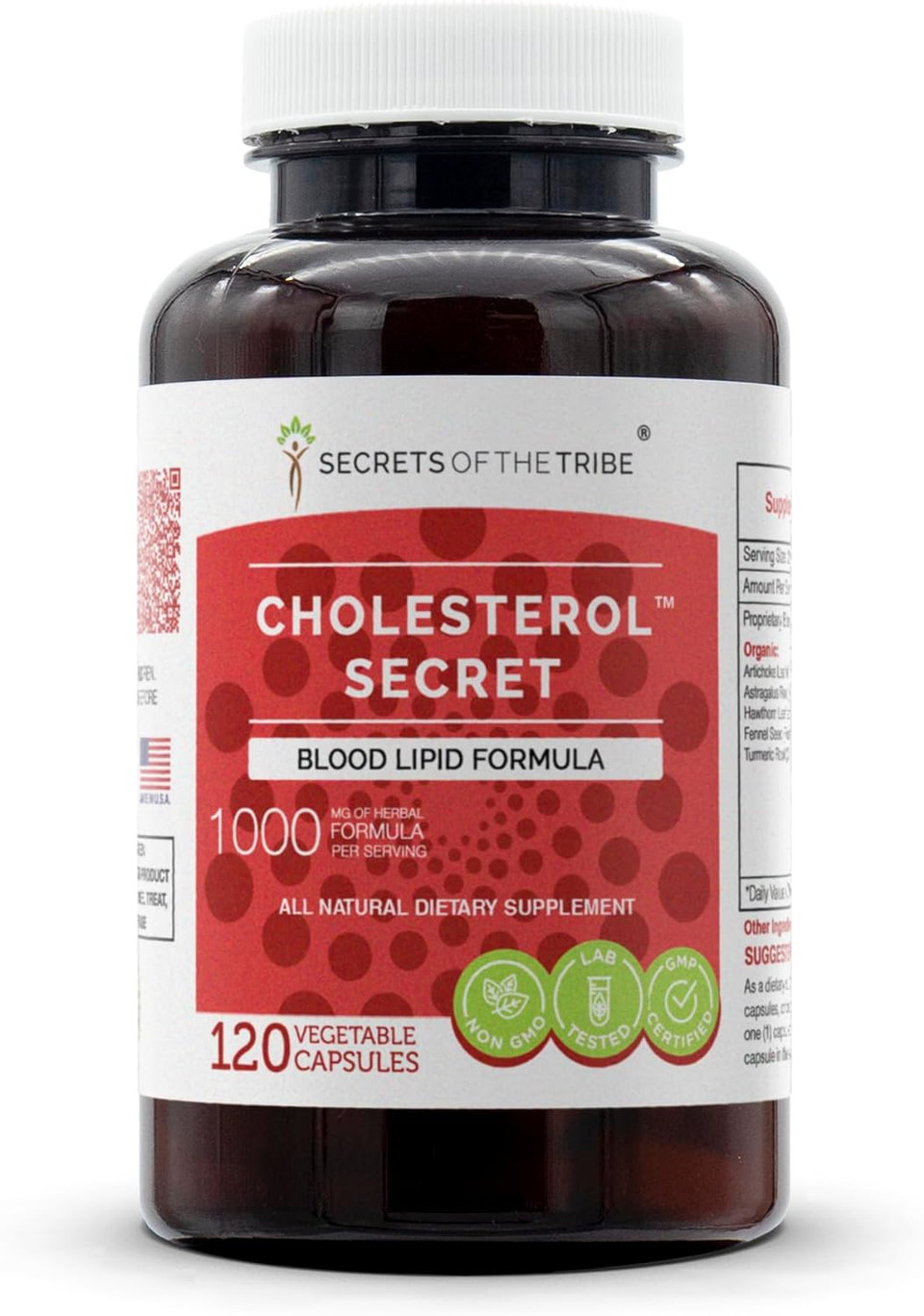 Secrets Of The Tribe - Cholesterol Secret, Blood Lipid Formula, Herbal Supplement Blend (120 Capsules)