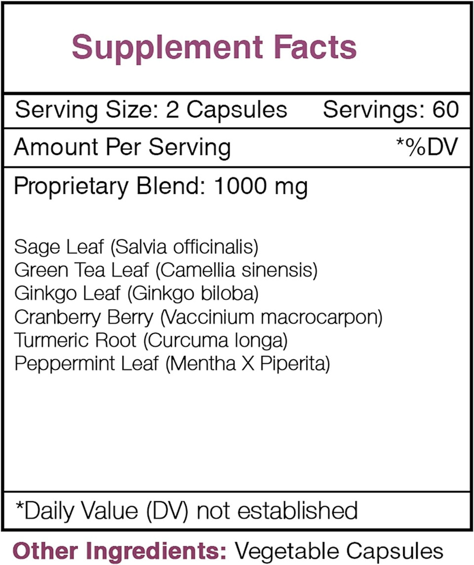 Desert Breeze 120 Capsules, 1000 Mg, Sage, Green Tea, Ginkgo, Cranberry, Turmeric, Peppermint. Fresh Breath Formula (120 Capsules) Desert Breeze 120 Capsules, 1000 Mg, Sage, Green Tea, Ginkgo, Cranberry, Turmeric, Peppermint. Fresh Breath Formula (120 Capsules)