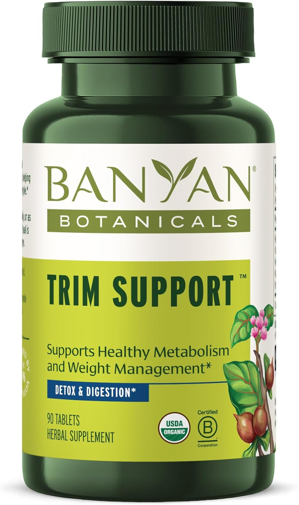 Banyan Botanicals Trim Support  Organic Weight Loss Supplement*  Natural Metabolism Support With Triphala, Guggulu & Ayurvedic Herbs For Cleansing*  90 Tablets  Non-Gmo Sustainably Sourced Vegan