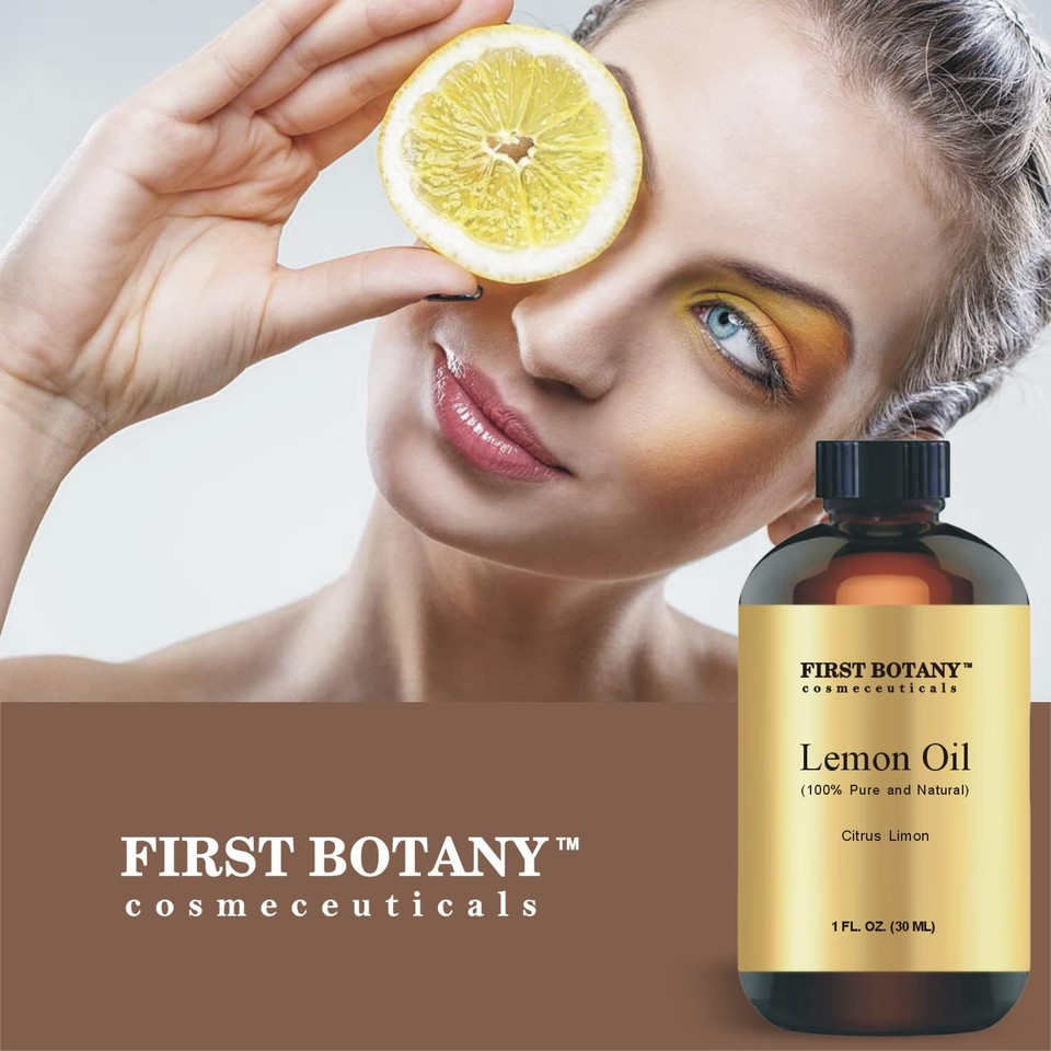 First Botany, 100% Pure Lemon Oil - Premium Lemon Essential Oil For Aromatherapy, Massage, Topical & Household Uses - 1 Fl Oz