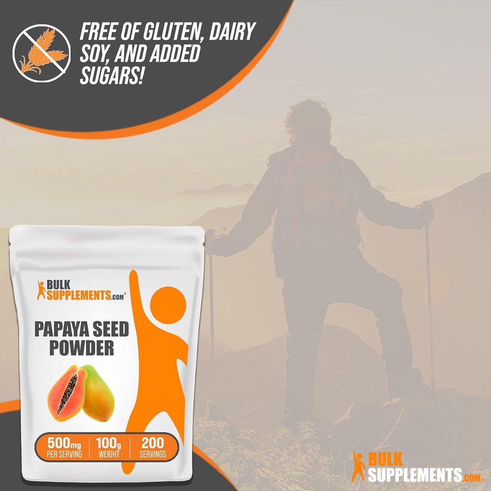 BULKSUPPLEMENTS.COM Papaya Seed Powder - from Carica Papaya Seeds, Papaya Powder - Papaya Digestive Support, Gluten Free & Sugar Free, 500mg per Serving, 100g (3.5 oz)