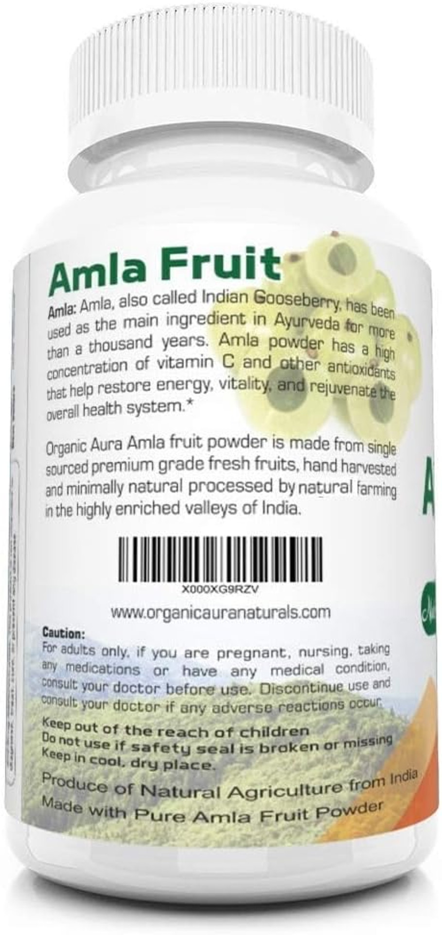 AMLA Capsules. 1000mg per Serving, 120 Veg Capsules. Natural Vitamin C and Antioxidants. Raw Whole Superfood. All Natural, Fresh and Original. No GMO and Gluten Free