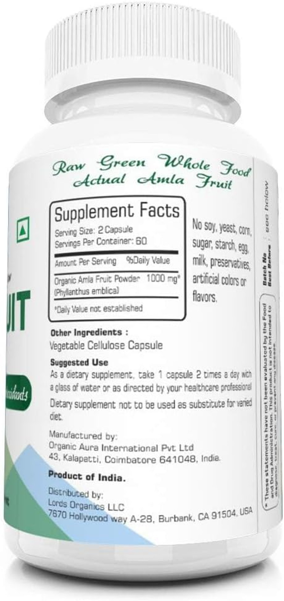 Amla Capsules. 1000Mg Per Serving, 120 Veg Capsules. Natural Vitamin C And Antioxidants. Raw Whole Superfood. All Natural, Fresh And Original. No Gmo And Gluten Free