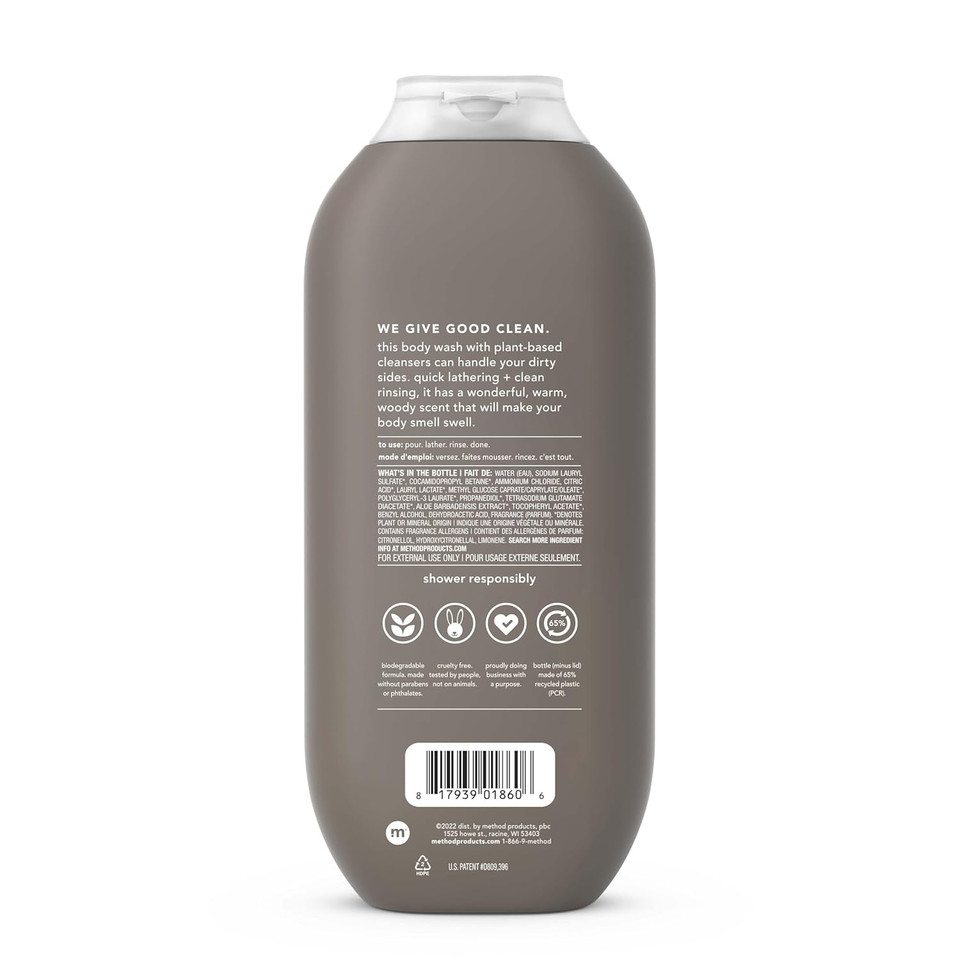 Method Men Body Wash, Cedar + Cypress, Paraben And Phthalate Free, 18 Fl Oz (Pack Of 3)
