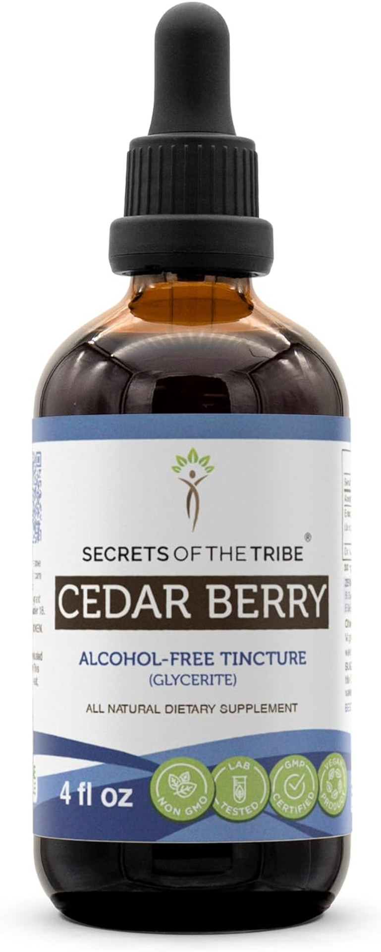 Secrets Of The Tribe Cedar Berry Alcohol-Free Liquid Extract, Wildcrafted Cedar Berries (Juniperus Monosperma) Dried Berry Tincture Supplement (4 Fl Oz)