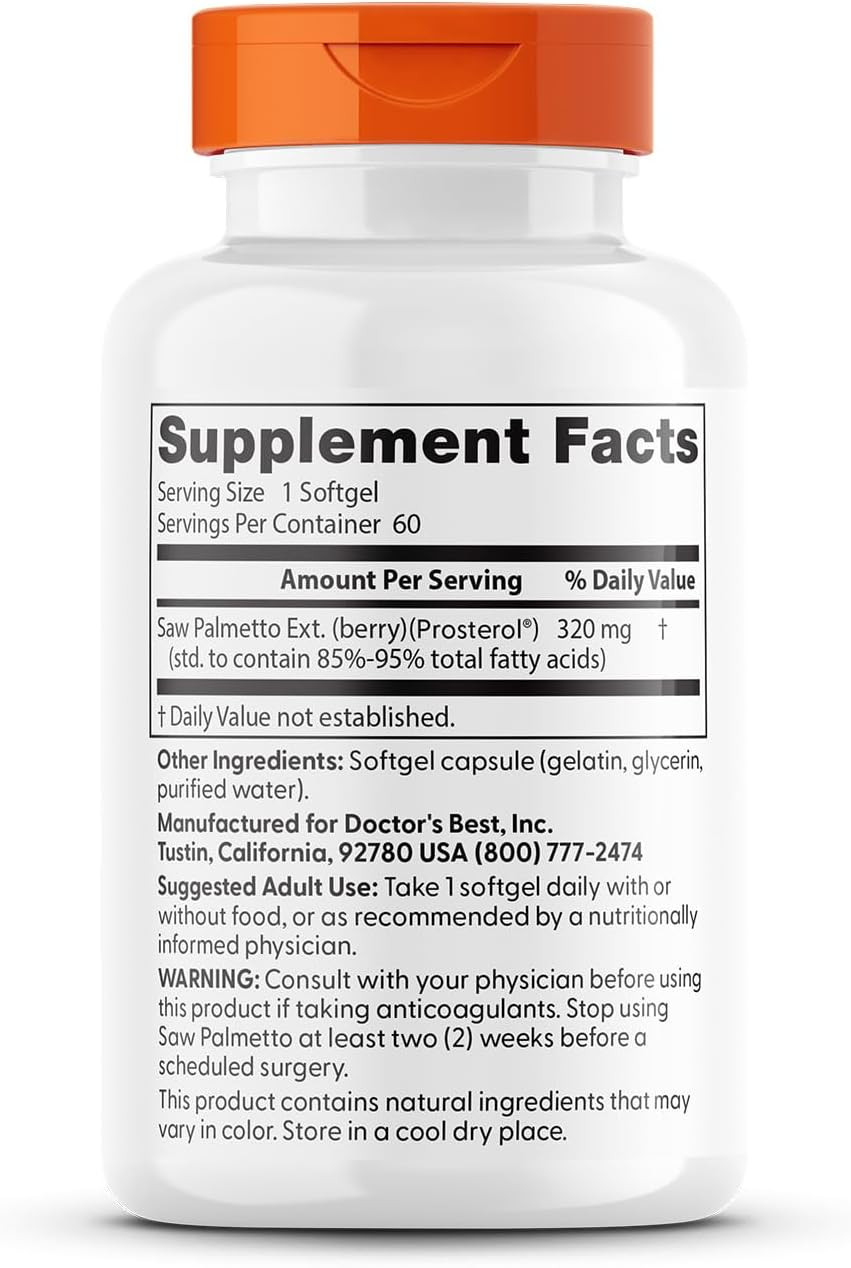 Doctor'S Best Saw Palmetto 320 Mg Softgels, 180 Count
