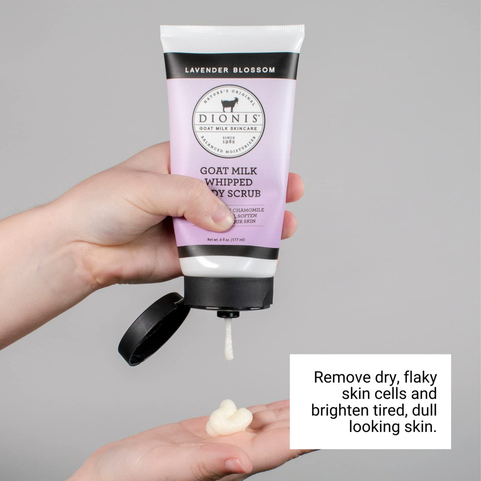 Dionis Lavender Goat Milk Bath & Body Gift 3Pc. Set - 3.3 Oz Lavender & Hemp Body Cream, 6 Oz Whipped Body Scrub & 6 Oz Lavender Blossom Bar Soap - Moisturize, Restore, For All Skin Types, Non Greasy6.00 Ounce (Pack Of 1)