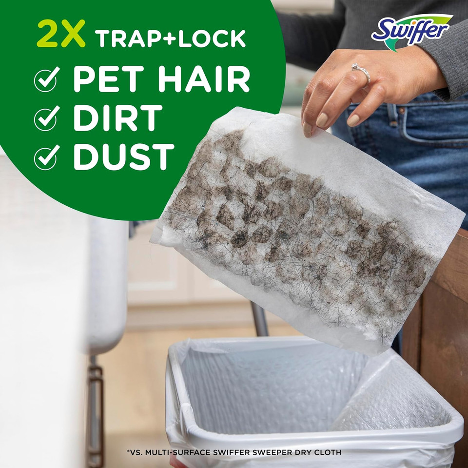 Swiffer Sweeper Pet, Heavy Duty Dry Sweeping Cloth Refills With Febreze Odor Defense, 32 Count, Liquid