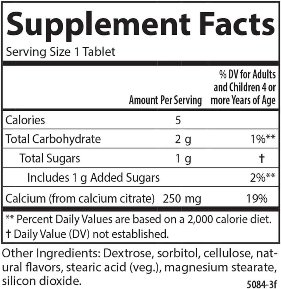 Carlson - Kid's Chewable Calcium, 250 mg, Highly Absorbable, Bone & Teeth Support, Optimal Wellness, Natural Vanilla Flavor, 120 Tablets