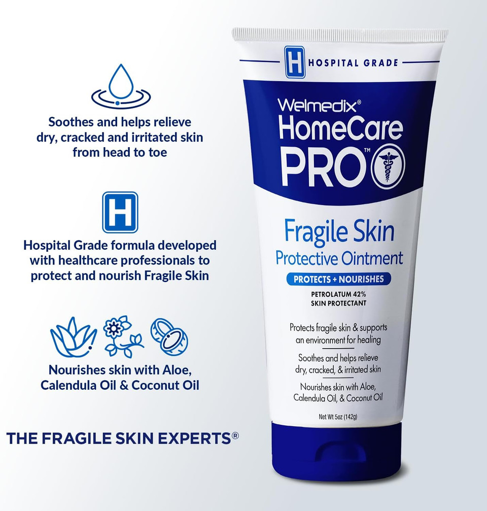 Welmedix Fragile Skin Protective Ointment Hospital Grade Healing Ointment, Barrier Cream & Skin Protectant W/Calendula For Treatment Of Eczema, Psoriasis, Dermatitis, Bed Sores, Chafing (5Oz Tube)