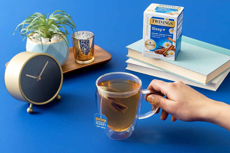 Twinings Superblends Sleep+ Herbal Tea With Melatonin Camomile, Cinnamon & Vanilla, Caffeine-Free, 16 Tea Bags (Pack Of 6), Enjoy Hot Or Iced Twinings Superblends Sleep+ Herbal Tea With Melatonin Camomile, Cinnamon & Vanilla, Caffeine-Free, 16 Tea Bags (Pack Of 6), Enjoy Hot Or Iced