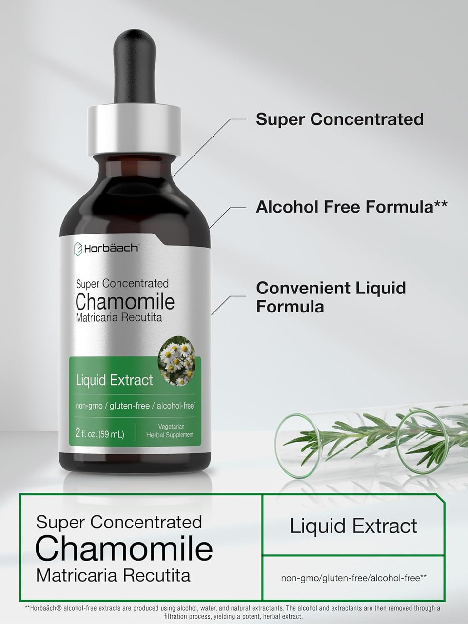 Horbã£Â¤Ach Chamomile Extract Liquid | 2 Fl Oz | Alcohol Free Supplement | Vegetarian, Non-Gmo, Gluten Free Tincture