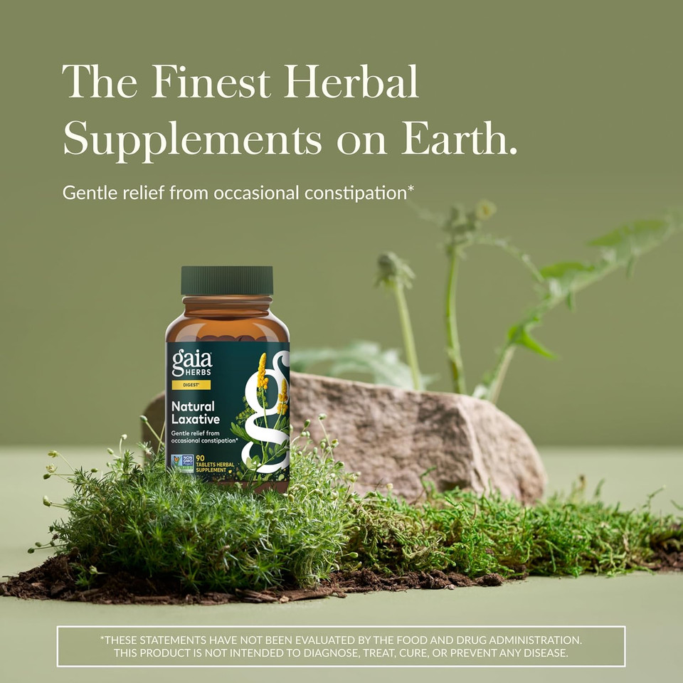 Gaia Herbs Natural Laxative - Supports Constipation Relief For Adults - With Senna Leaf, Cape Aloe, Caraway, Dandelion & Fennel - 90 Tablets (45 Servings)