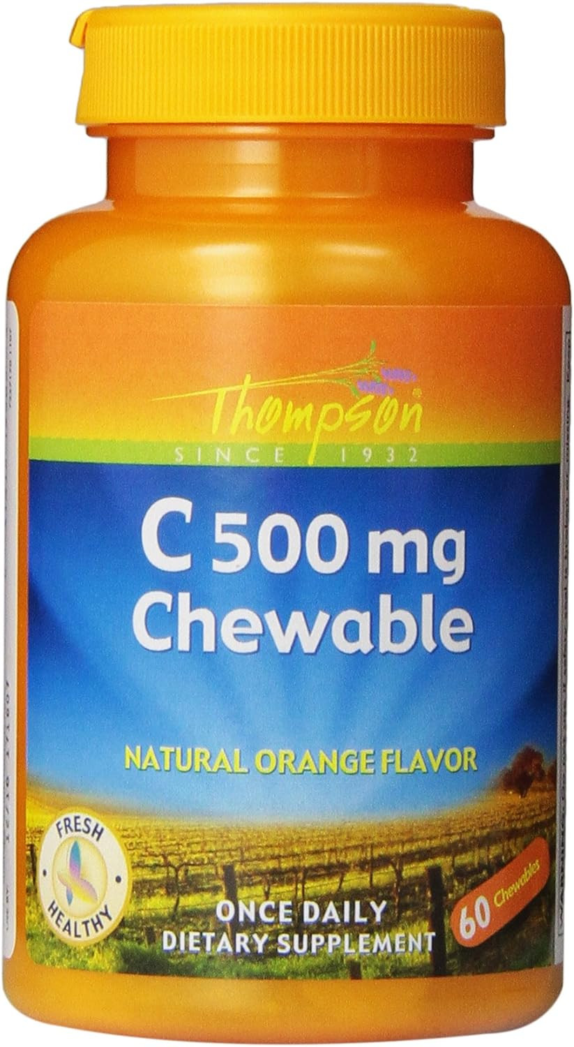 Thompson C Tablets, Orange, 500 Mg, Chewable, 60 Count (Pack Of 2)
