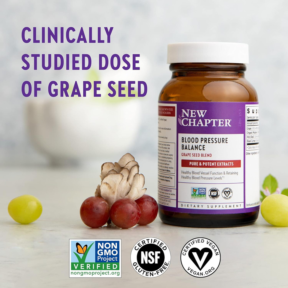 New Chapter Blood Pressure Supplement Take Care With Organic, Vegan Grapeseed + Black Currant + Non-Gmo Ingredients, 30 Count