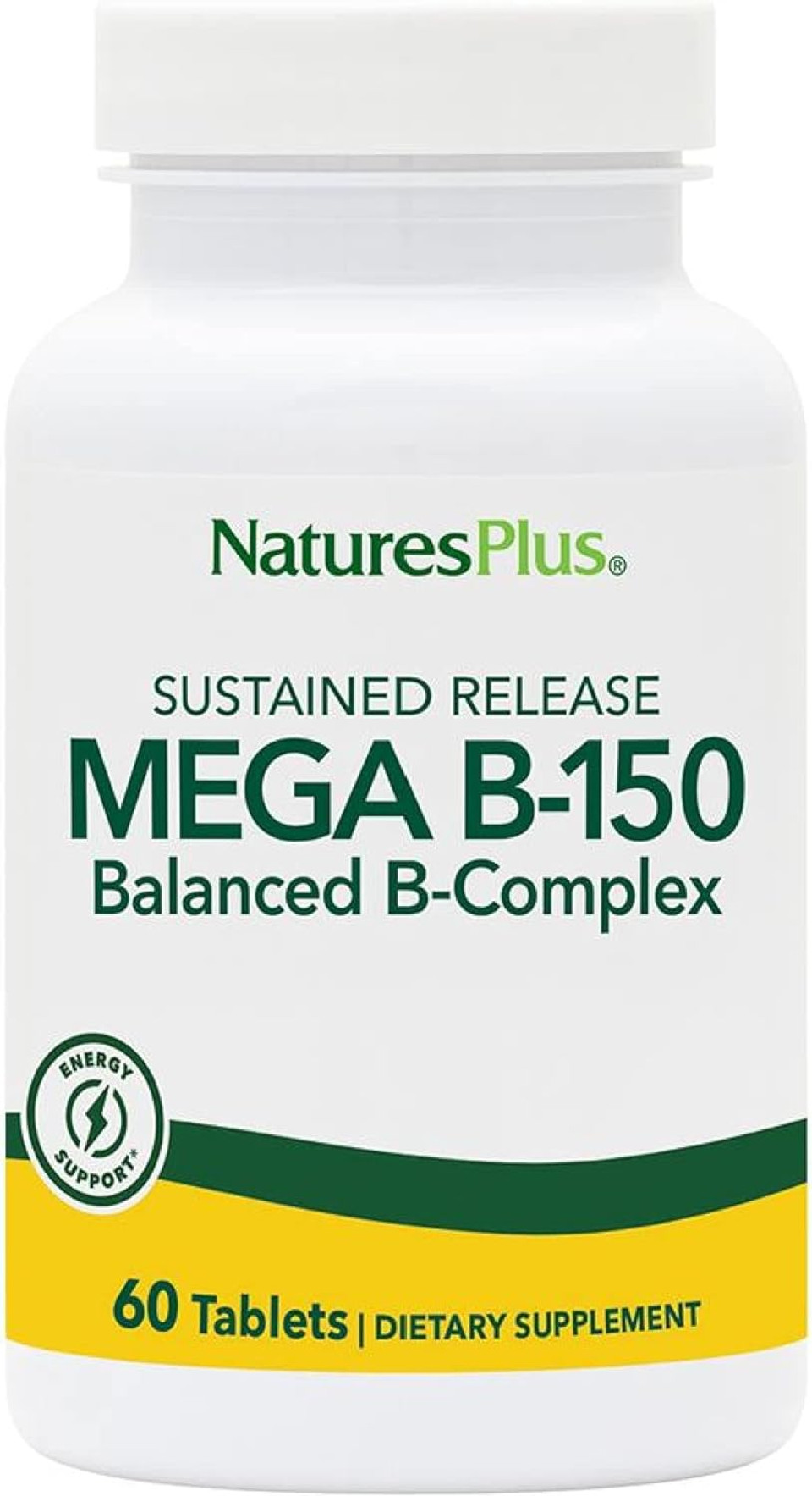 Naturesplus Mega B150 Complex, Sustained Release - 60 Vegetarian Tablets - Maximum Potency B Complex Vitamin Supplement - Gluten-Free - 60 Servings