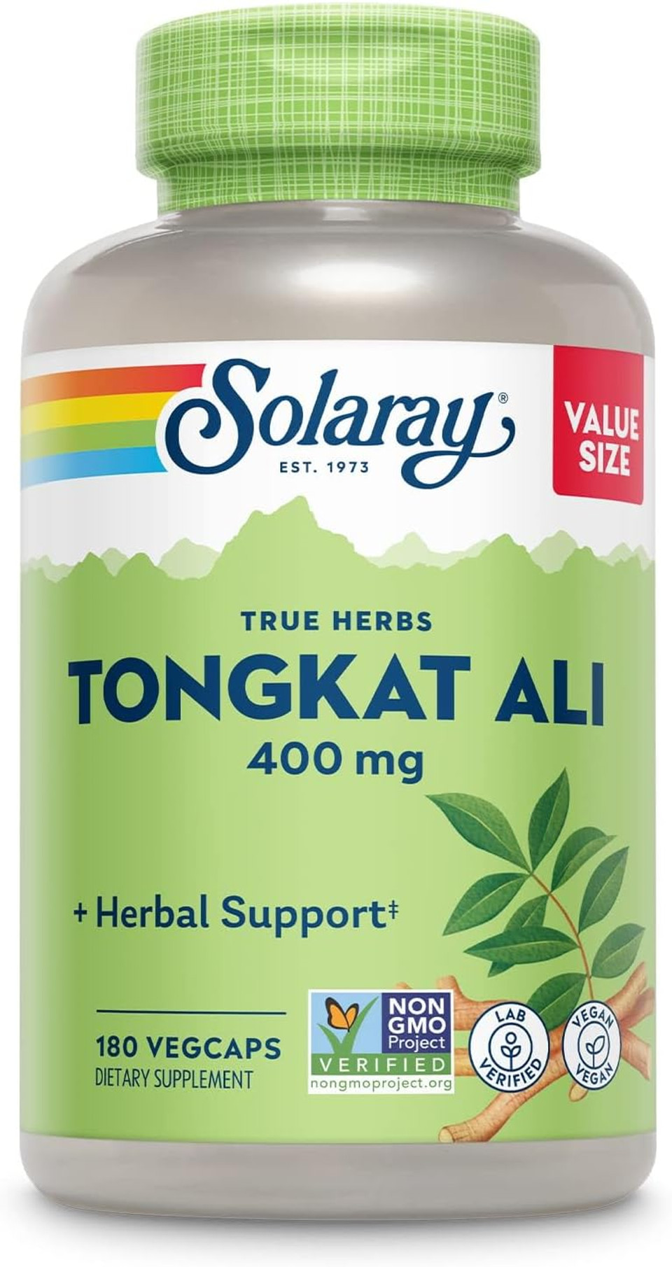 SOLARAY Tongkat Ali 400 mg, Longjack Tongkat Ali Supplement for Men, Increase Performance, Support Lean Muscle Growth, Natural Energy, Stamina & Recovery, 180 Capsules