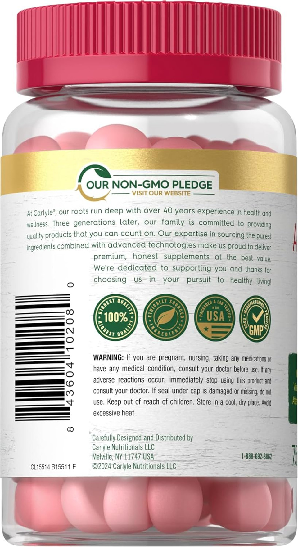 Carlyle Vegan Apple Cider Vinegar Gummies | 75 Count | Apple Flavor | Non-Gmo, Gluten Free | Acv Supplement Carlyle Vegan Apple Cider Vinegar Gummies | 75 Count | Apple Flavor | Non-Gmo, Gluten Free | Acv Supplement