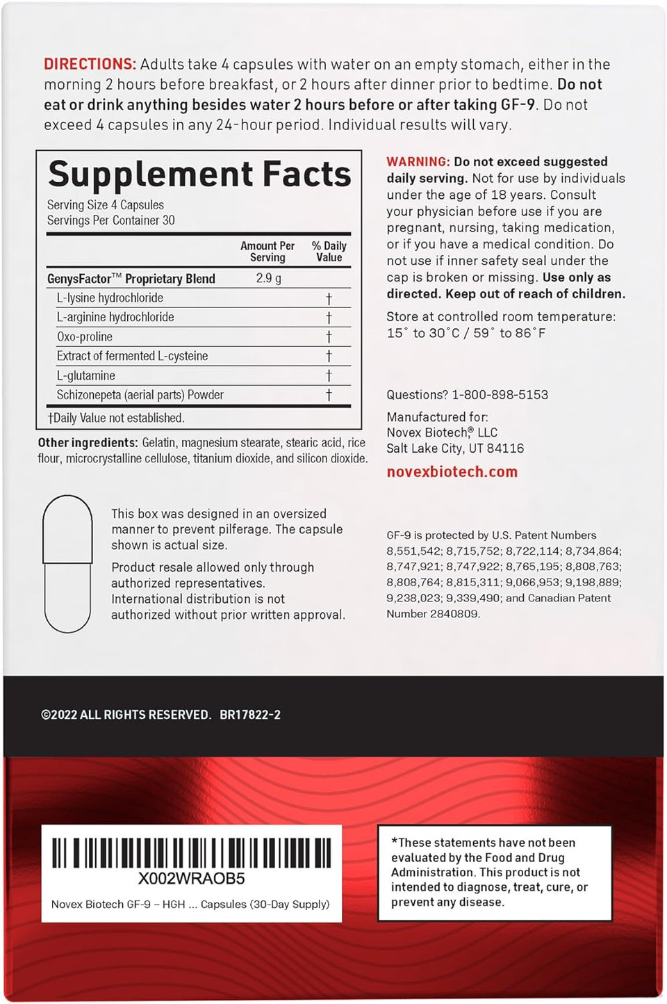 Novex Biotech Gf-9  Hgh Boosting Supplement For Men - Workout Supplement For Men  Boost Growth Hormone Naturally, 120 Capsules (30-Day Supply)