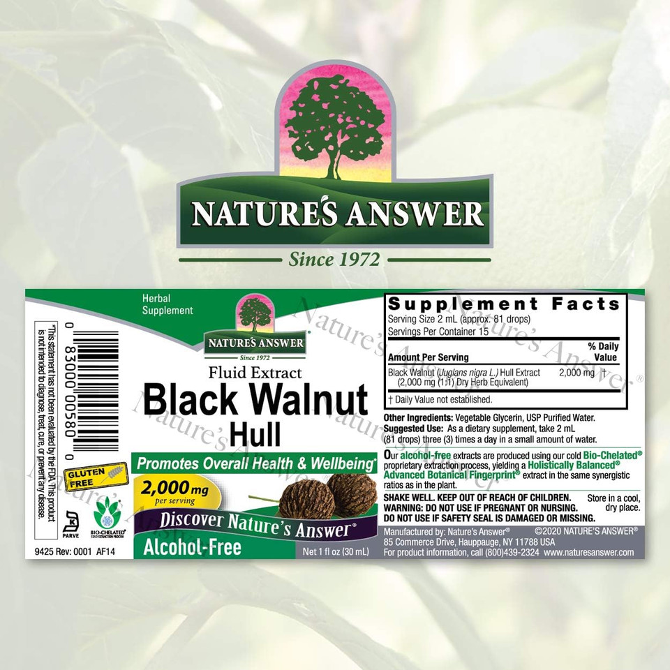 Nature'S Answer Black Walnut Hull Extract Alcohol Free 1 Fluid Ounce | Natural Cleanser | Promotes Overall Wellbeing | Gluten-Free | Non-Gmo | Vegan | Single Count