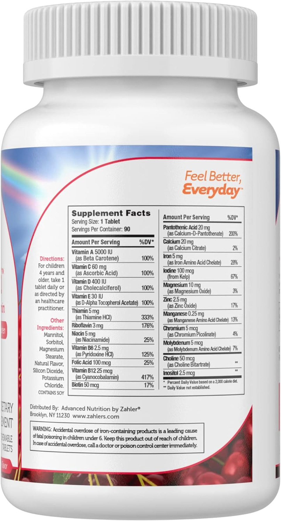 Zahler Kids Multivitamin Chewable Vitamin Tablet - Complete One Daily Kids Vitamins Supplement - Contains 20+ Minerals & Vitamins For Kids & Toddlers - Kosher Multivitamins Cherry Flavor (90) Zahler Kids Multivitamin Chewable Vitamin Tablet - Complete One Daily Kids Vitamins Supplement - Contains 20+ Minerals & Vitamins For Kids & Toddlers - Kosher Multivitamins Cherry Flavor (90)