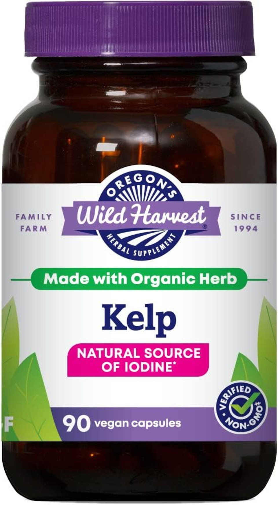 Oregon'S Wild Harvest Kelp Organic Supplement | Natural Source Of Iodine | Vegan Capsules, 90 Count