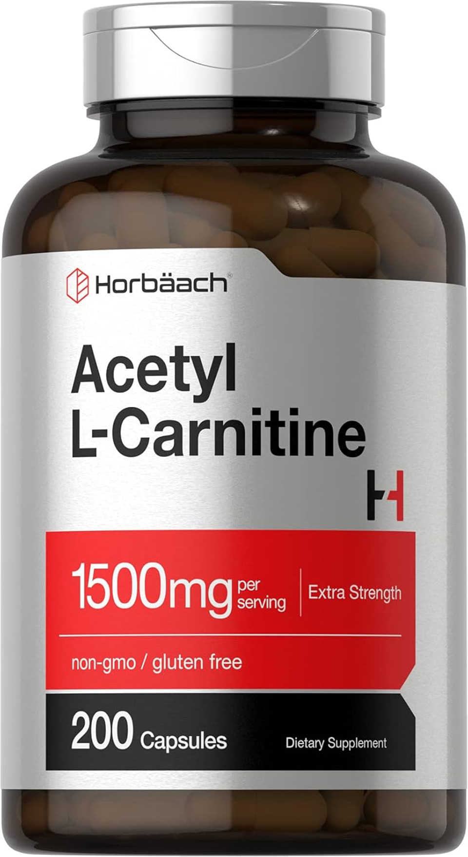 Horbã£Â¤Ach Acetyl L-Carnitine 1500Mg | 200 Capsules | Extra Strength Alcar Supplement | Non-Gmo, Gluten Free